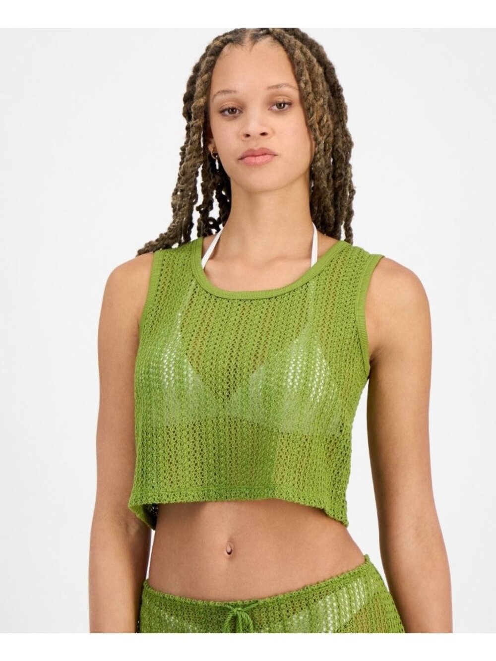 Miken Juniors' Crochet Cover-up Tank, Woodbine Green, Sz. XL